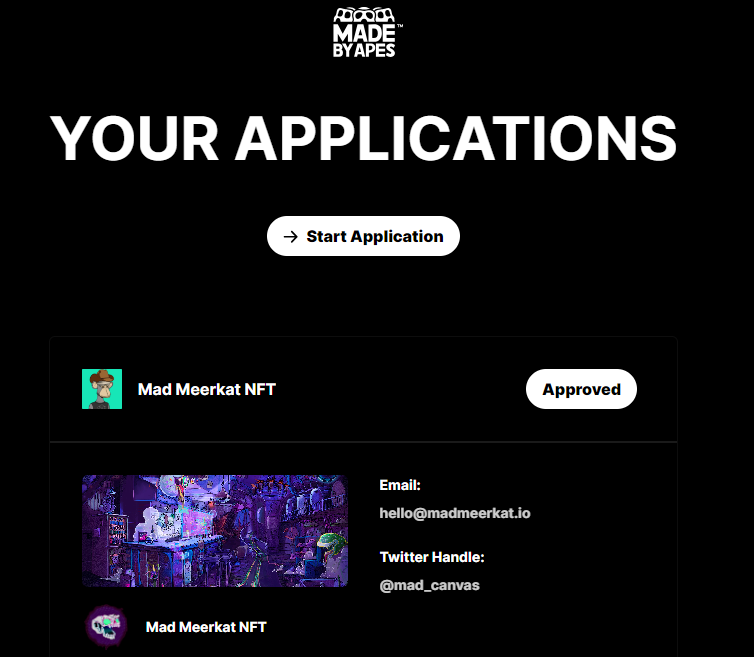 It's taken awhile, but I'm proud to say that my Made by Apes application for <a href="/MadMeerkatNFT/">Mad Meerkat NFT | #MAD4LIFE</a> is finally approved by <a href="/BoredApeYC/">Bored Ape Yacht Club 🍌</a> !

I thought this is a good time to summarise all that is going behind the scenes when I say I've been pushing the MM IP hard via different initiatives.