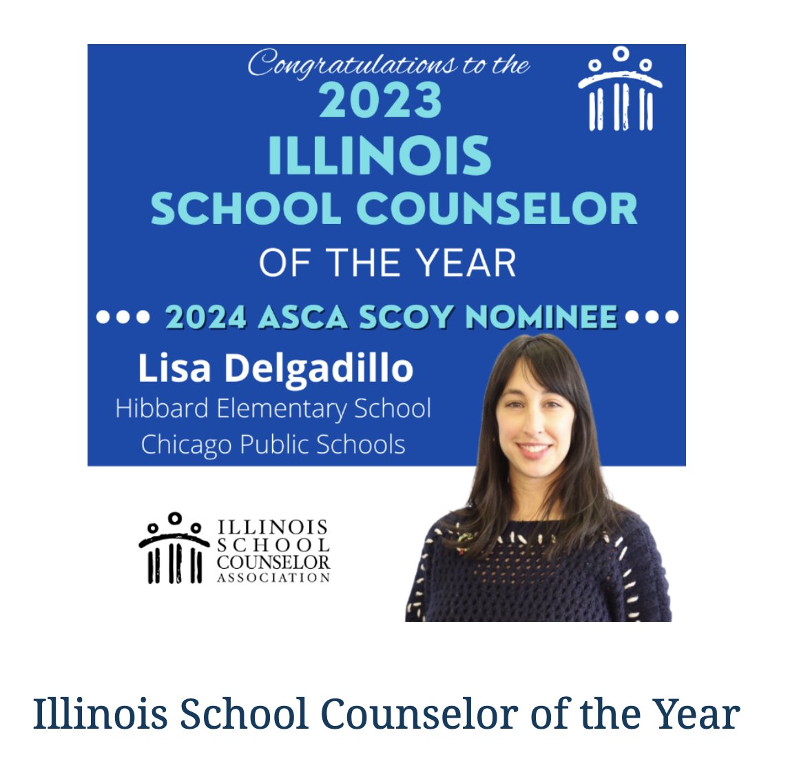 Did you know?  Hibbard is home to the Illinois Counselor of the Year and the 2024 ASCA SCOY Nominee!  Next week is National School Counseling Week. Join us in highlighting the tremendous impact Ms. Delgadillo has on our school community! #NSCW24
<a href="/myisca/">IL School Counselors</a>
<a href="/ChiPubSchools/">CPS - Chicago Public Schools</a>
@ASCAtweet