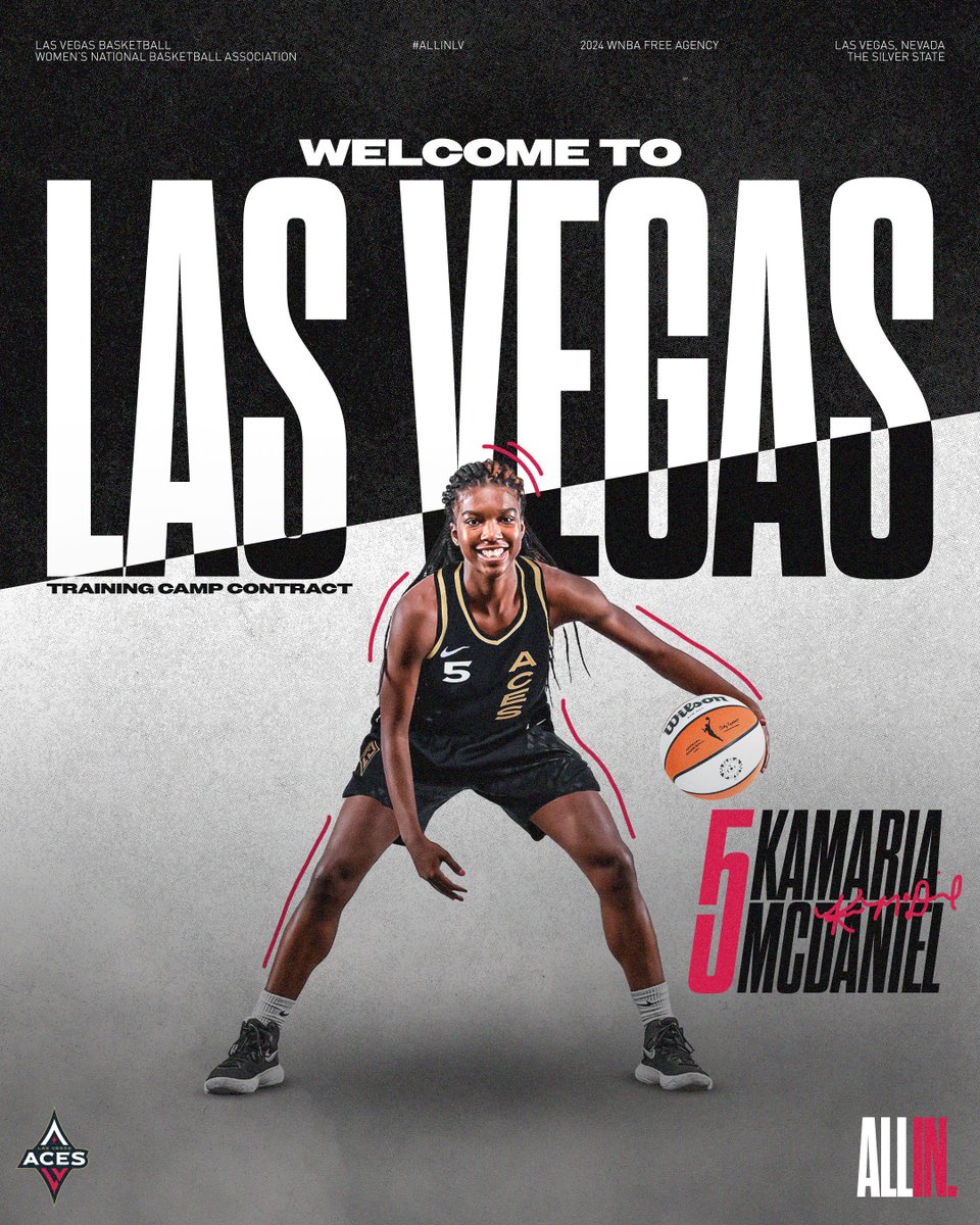 Las Vegas Aces (@lvaces) on Twitter photo ๐๐
๐
๐๐๐๐๐: The Aces have signed Kamaria McDaniel to our training camp roster.
Welcome to Las Vegas, <a href="/__kamaria/">KayBuckets๐</a>! ๐๐
๐
๐๐๐๐๐: The Aces have signed Kamaria McDaniel to our training camp roster.
Welcome to Las Vegas, <a href="/__kamaria/">KayBuckets๐</a>!