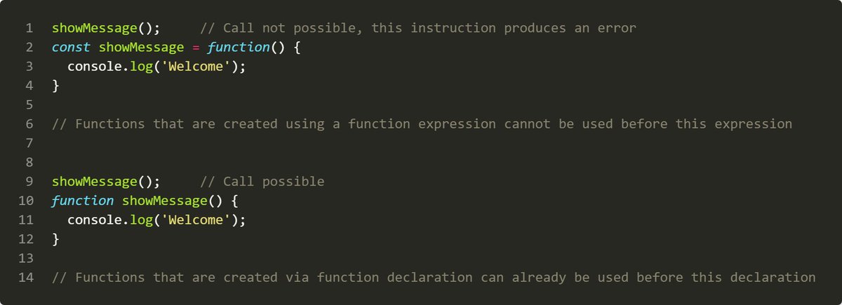 bella_mrx's tweet photo. 📌 Function declarations vs. function expressions
#javascript #365DaysofCode #Coding