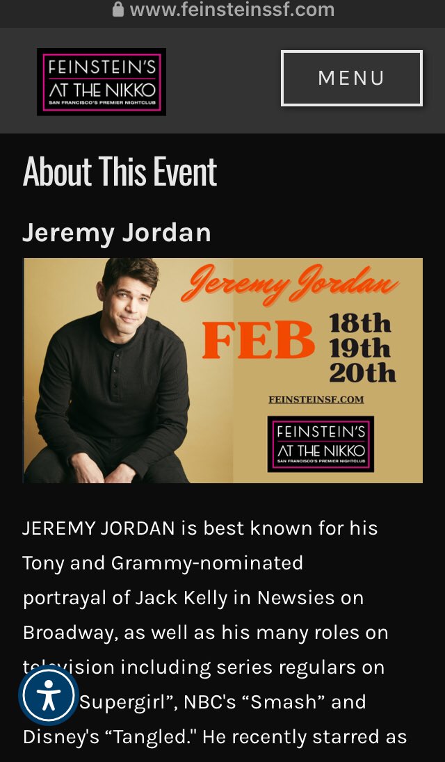 I thought I was going to have to wait until @bwaygatsby in April, but now I’m gonna see @JeremyMJordan in TWO WEEKS at @FeinsteinsSF!! Thanks for the heads up @brauhala 💖
