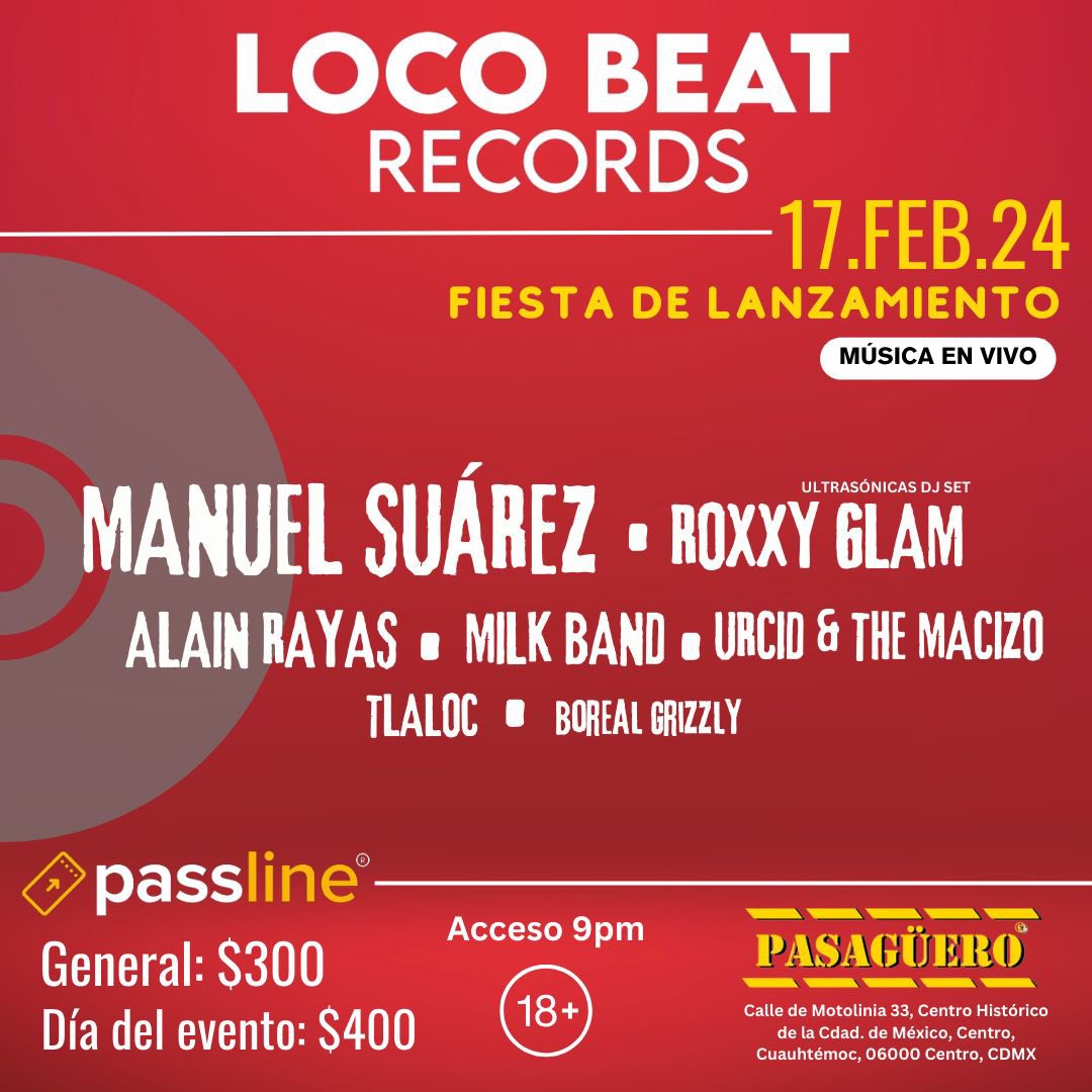 Nos vemos en <a href="/pasaguero/">Pasagüero</a> este 17 de febrero! Me aventaré un set combinado entre acústico y Full Band acompañado de Milk! Va a estar de huevos!