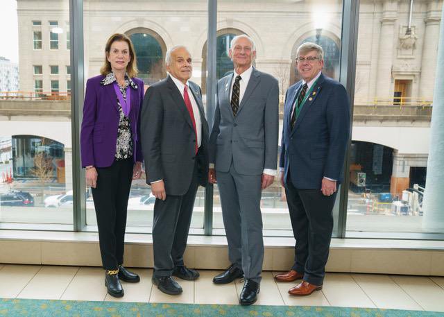 USAICD's tweet photo. #Leadership at the @YankeeDental meeting in 2024. USA-Section President Titunik (red tie) and #Foundation President Benoit (purple blazer/ribbon). USA Section President Elect Paisner (dark blue tie) and Regent Dodge (green ribbon)…👍👏📸 https://t.co/FNioA0QuGH
