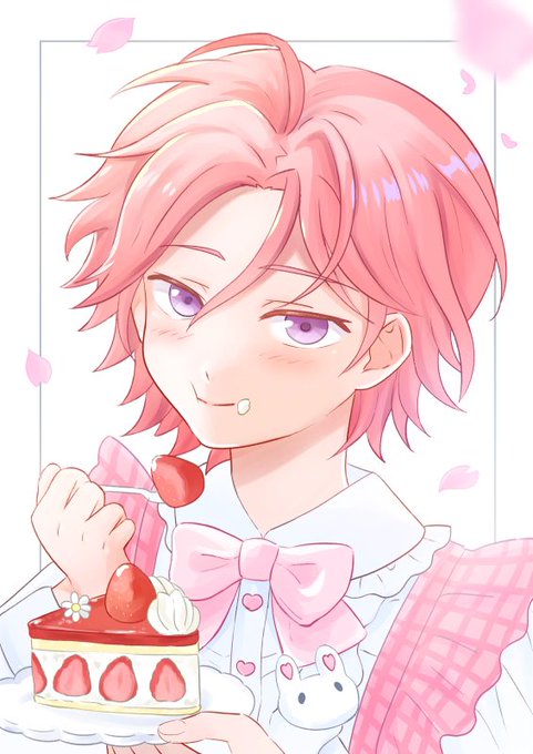 「simple background strawberry shortcake」 illustration images(Latest)