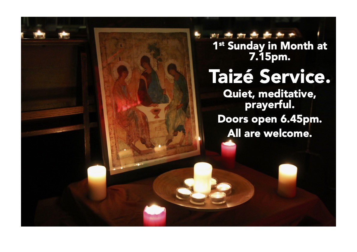Tonight at 7.15pm we have our monthly Taizé style service. Turn up a little earlier to grab a cuppa and then relax into this beautiful, peaceful time of prayer and reflection.