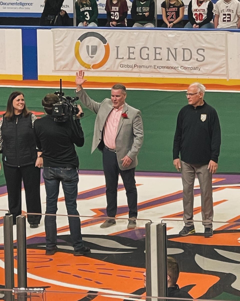 Congrats to <a href="/HilbertMLAX/">Hilbert Men’s Lacrosse</a> Head Coach Mike Carbery who was inducted into the WNY Chapter of USA Lacrosse Hall of Fame! He was honored at halftime of the <a href="/NLLBandits/">Buffalo Bandits</a> game. Many of his current and former student-athletes and co-workers were in attendance to help celebrate with him!