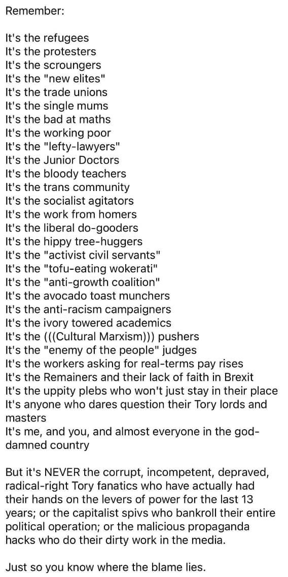 Don’t know who wrote this. But it’s absolutely spot on! #ToriesBrokeBritain #ToriesUnfitToGovern #ToryGaslighting