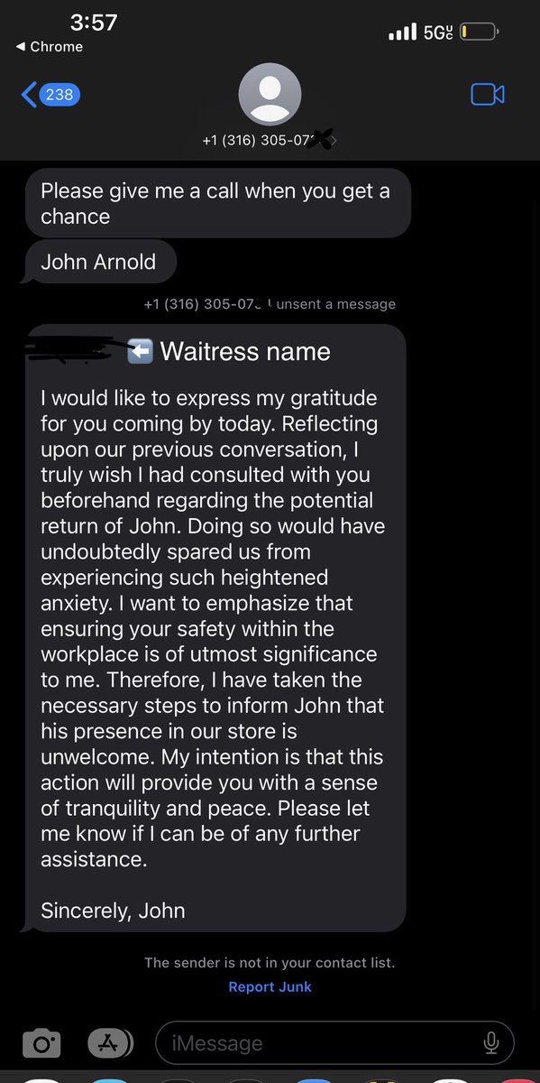 soccergrly's tweet photo. @wichitabyeb His son seems to agree! His idea of fine dining is allowing his predatory HS buddy back in his restaurant after a felony assault w/deadly weapon arrest. Friend JBaker held a knife to a Deano waitress’ throat on DEANO’s camera. Owner sent this txt 2her, then fired her day after https://t.co/b0henxDzXz