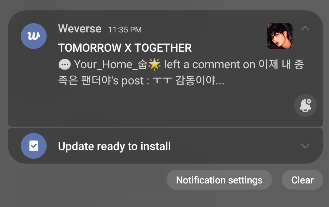 cyjwltma's tweet photo. nanginig talaga ako nung nabasa ko notif nung nagcomment si soobin kaya di ko na screenshot yung kay taehyun 😭 https://t.co/bTsKzeTO2q