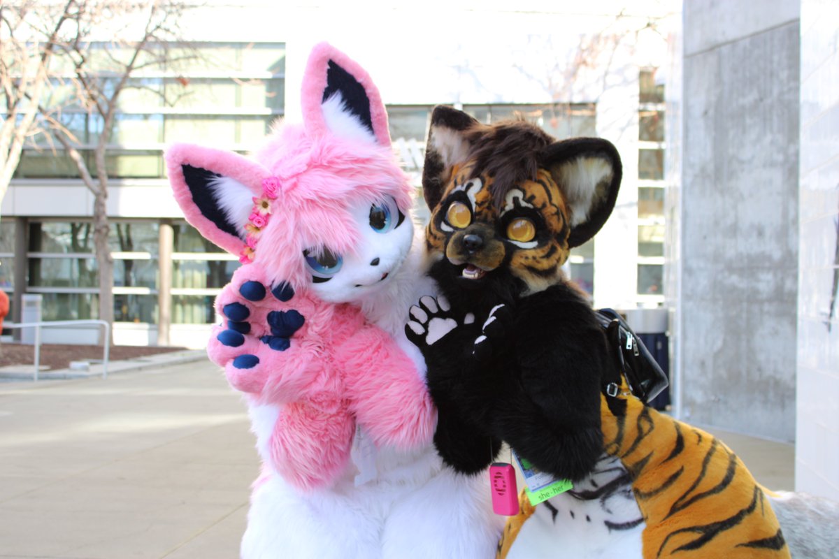 Eevee_With_Ice's tweet photo. this was some pictures of me and @Folfelit, she was so sweet and so nice, i hope i get to hang out with her a whole lot more at another con, such beautiful suit 😆♥️🥰 #fursuit #furry #FurCon2024 https://t.co/J6GO1fNloG