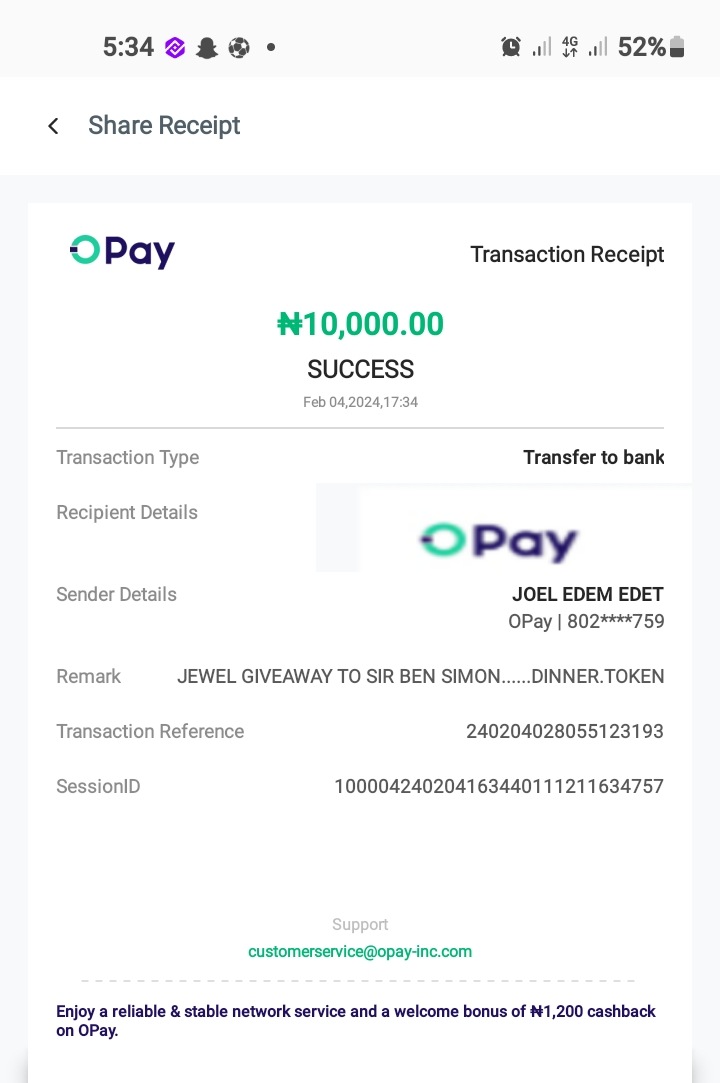 OfficialJoel4_'s tweet photo. Censored.....First winner. Sir manage with the family. 

Next person must retweet fast and from opay ACC Details  asap https://t.co/MuBIfZOOln