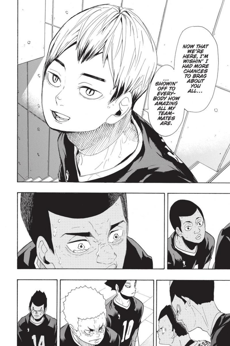 the special chapter reminded me of chapter 291 especially. you can work hard and do everything properly and make no mistakes–but it still wouldn't diminish the bitterness of defeat. having no regrets doesn't mean you won't look back on the final moments in frustration. 