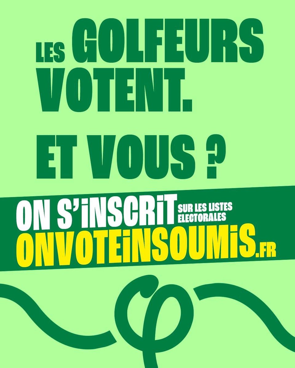 MathildePanot's tweet photo. ⚠️ Les riches votent ! Les racistes et les golfeurs aussi. Et vous ?

✅ Vérifiez votre situation électorale : https://t.co/wW4HxBK6pD

#onsinscrit https://t.co/TXP9ihnGwW