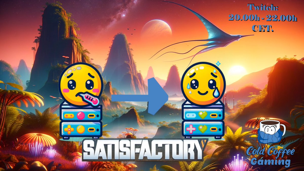 🛠️ Alert! ChwisKay &amp; Buzz are back in #Satisfactory, turbo fueling ahead! 🚀

🕒 Stream: 20.00h-22.00h 🏁 Races: 20.25h &amp; 21.45h.
If tech gremlins appear though, #ScrapMechanic to the rescue.

Tune in: twitch.tv/coldcoffeegami…