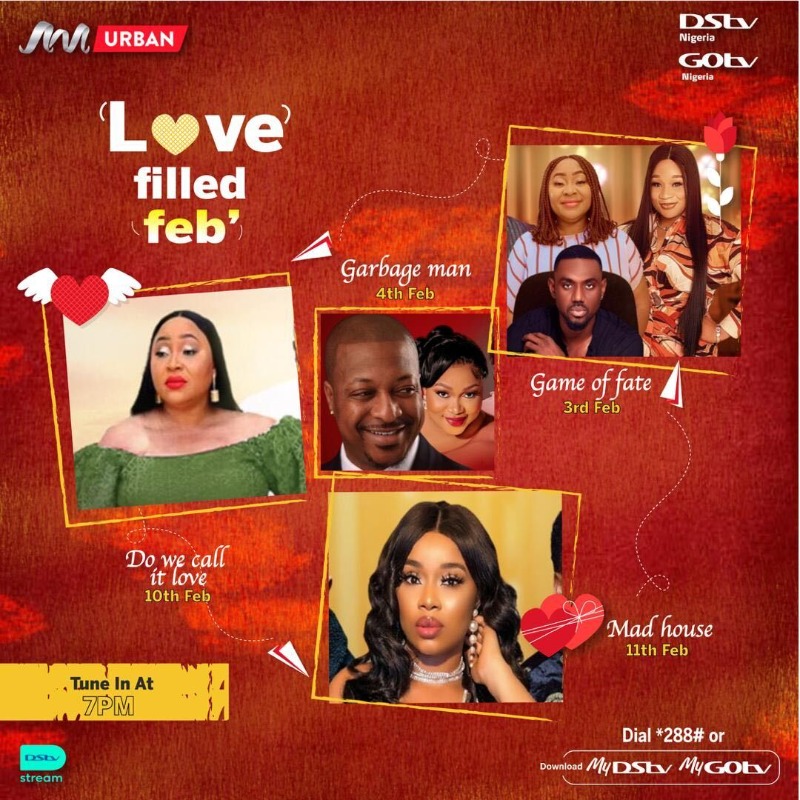 africamagictv's tweet photo. It’s a love-filled February.💕❤️We are putting you in your feelings with the best of movies on #AMUrban, #AMEpic, #AMIgbo, and #AMYoruba this month.🎬🎥 Tune in at 7pm every weekend to have a date with us. 💞