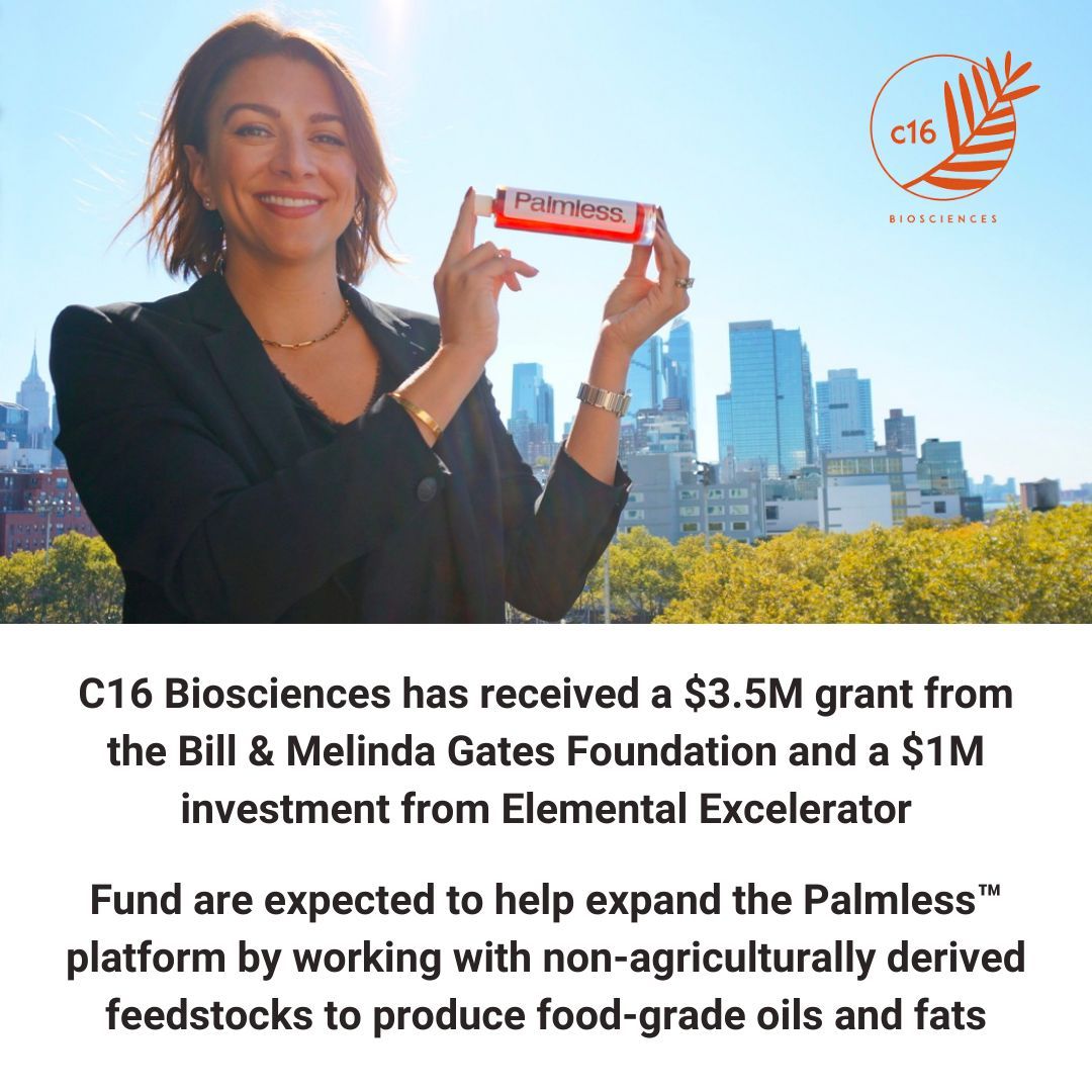 microventures's tweet image. C16 Biosciences has received a $3.5M grant from the Bill &amp;amp; Melinda Gates Foundation and a $1M investment from Elemental Excelerator.

Learn more about #MicroVentures’ portfolio company: businesswire.com/news/home/2024…

#C16 #Bioscience #Biotech #invest #investing #startupinvesting