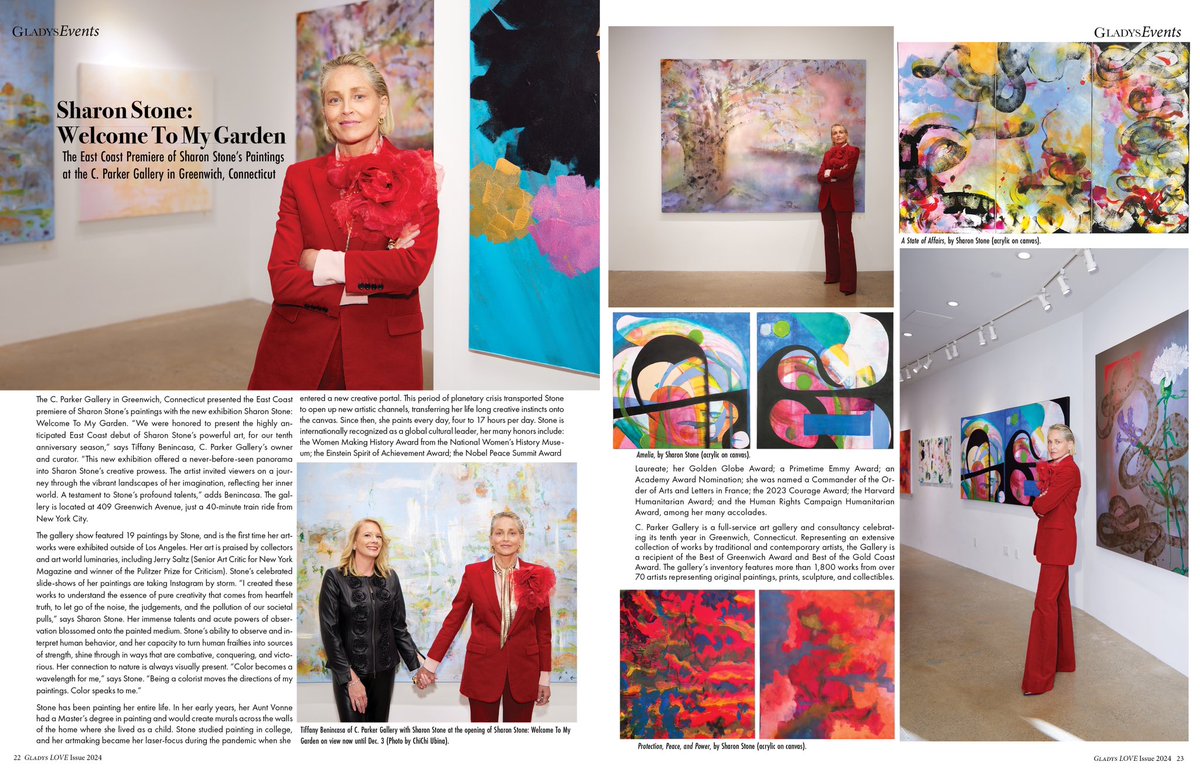 GLADYS is thrilled to cover The East Coast Premiere of Sharon Stone’s paintings at the @cparkergallery Read all about it in our February Love Issue, on stands Nationwide! @sharonstone #sharonstone #paintings #cparkergallery #art gladysmagazine.com/index.php/en/i…