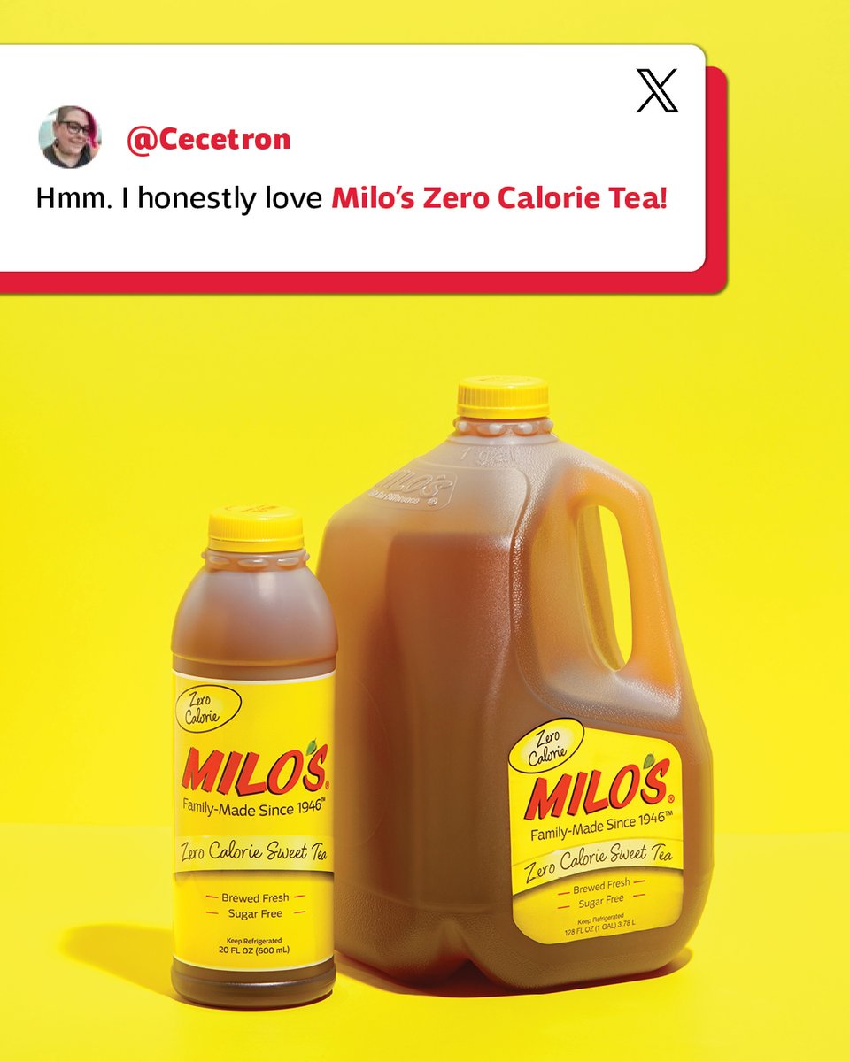 Milo's (@drinkmilos) on Twitter photo Love is in the air! 💕
RT if you are like <a href="/cecetron/">Cece the Horror Queen✨♉️</a> and also love our Milo's Zero Calorie Sweet Tea! 💛
#sugarfree #ketofriendly #milostea #sweettea Love is in the air! 💕
RT if you are like <a href="/cecetron/">Cece the Horror Queen✨♉️</a> and also love our Milo's Zero Calorie Sweet Tea! 💛
#sugarfree #ketofriendly #milostea #sweettea