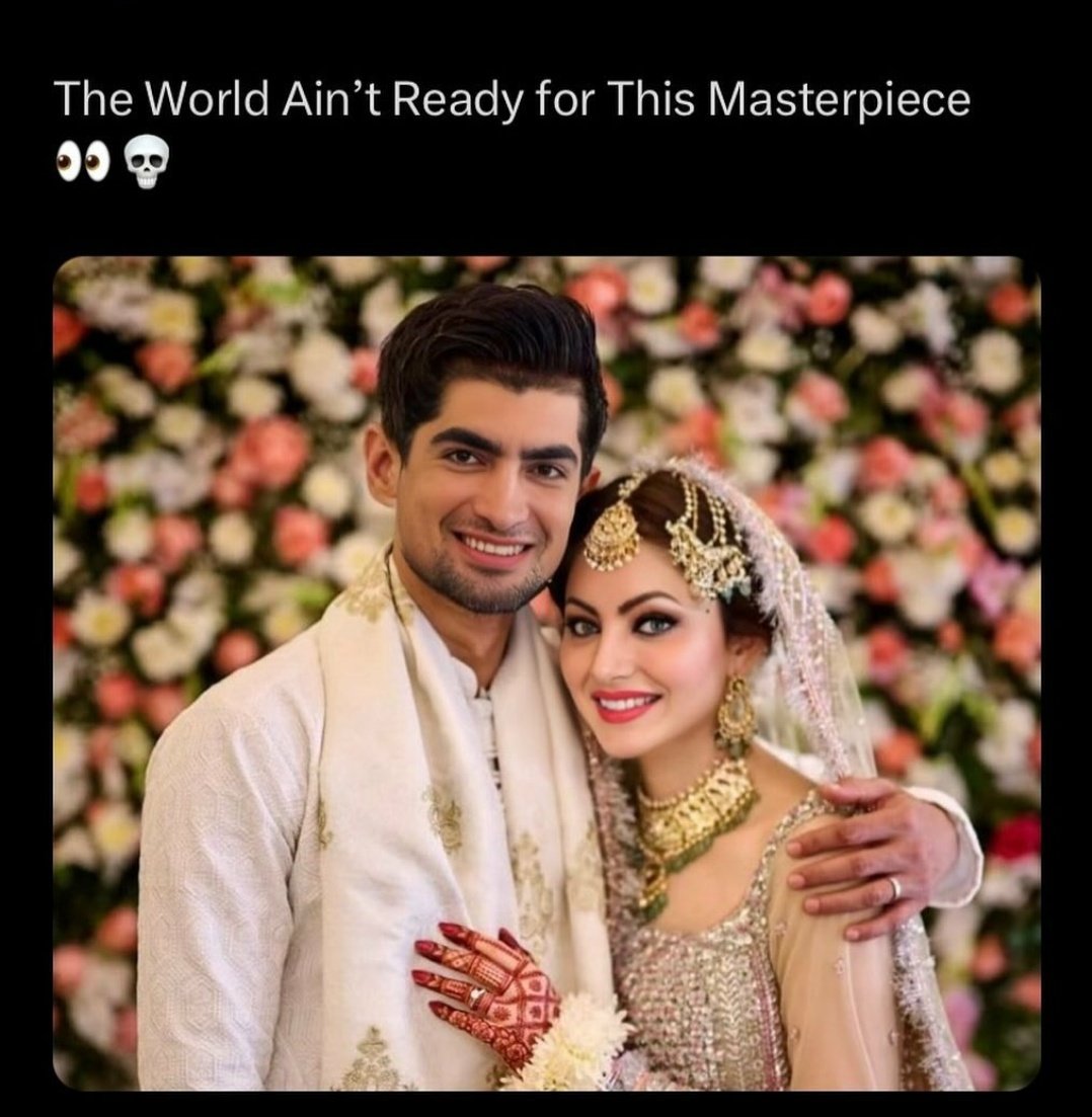 WajihaTamseel's tweet photo. Naseem and Urwashi Marriage Photo | Memes are not Coming slow
🤯
#AskShaheen #AskBabar #U19WorldCup2024 #AzamKhan #PSL2024 #NaseemShah
#Arwashi #DUKEY #Psl9 https://t.co/WjZ0f0JiJ1