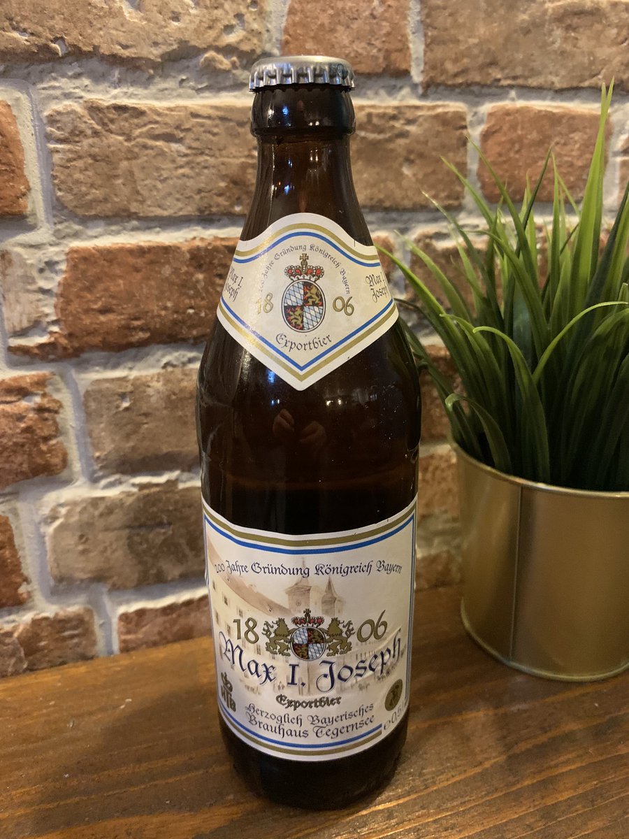 GUEST BOTTLE FROM MUNICH AT EDEN! 🍻

Tegernseer Max Joseph 1806 (5.2%). Brewed in 2006 to celebrate the 200th anniversary of the founding of the Kingdom of Bavaria, A crisp and refreshing Lager w/ soft grassy & citrus hop notes! #GermanBeer #CraftBeer #WestDerby #Liverpool 🍻