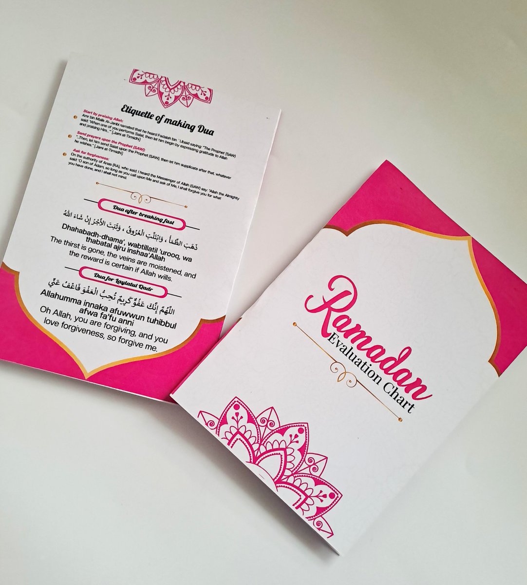 lettersbymie's tweet photo. Introducing our Ramadan Evaluation chart 💃🏻💃🏻😍

FEATURES

🌹 30 days activity checklist
🌹 Dua after breaking fast
🌹Dua for Laylatul Qadr
🌹 Etiquette of making Dua
🌹 Gloss and Matte finish for durability 

PRICE : #1000
Discount on bulk order
Location: Lagos https://t.co/QeMPfQvu5b