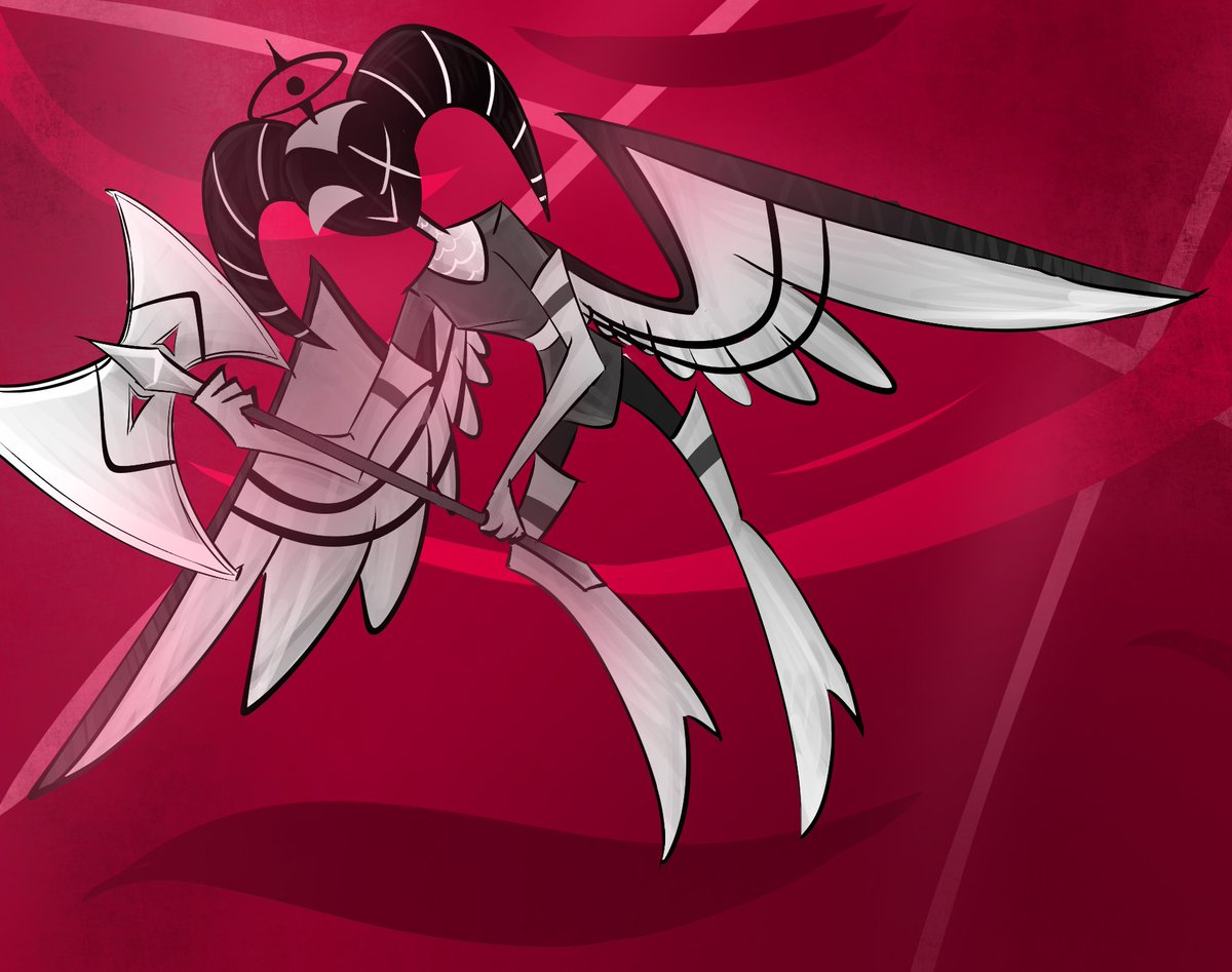 CookieFreakky's tweet photo. I thought about what kind of main weapon Freckles might have... Axe. She wields an axe. 
#HazbinHotel #HazbinHotelOC #fanart https://t.co/2W5zbAvr1r