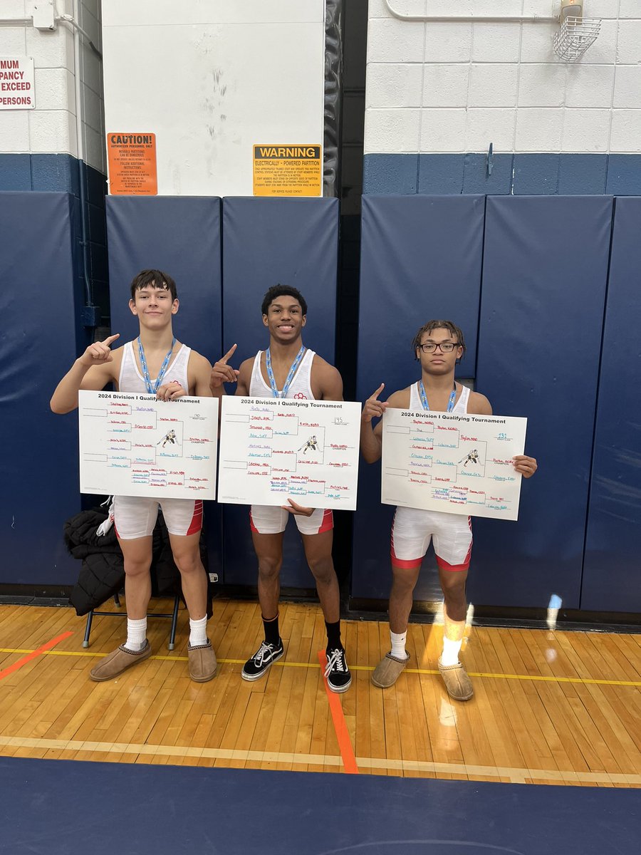 NoRockwrestling's tweet photo. Congrats to our 3 Divisional Champions and the six other wrestlers who qualified for sections. Spike the nail this week. https://t.co/Nq84SBJzHn