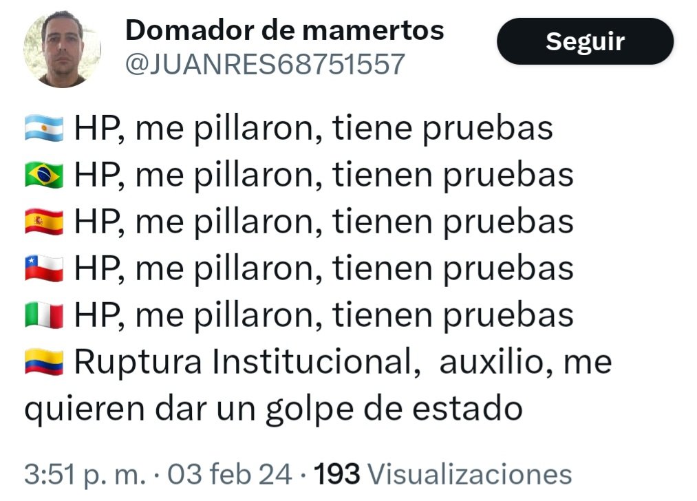Mechitascasmont's tweet photo. @KLea79107265 @petrogustavo @CathyJuvinao @agaviriau @agaviriau 
Directo a la #Yugular.
El Gobierno de @petrogustavo es DISFUNCIONAL! Más claro imposible.
• Ingobernalidad Absoluta 
• Apoyo a #Narcotraficantes 
• Apoyo a #Terroristas 
• #Ministros Incompetentes
• No asume responsabilidad de sus actos JAMÁS la culpa es de él! https://t.co/7Rchum5v4z