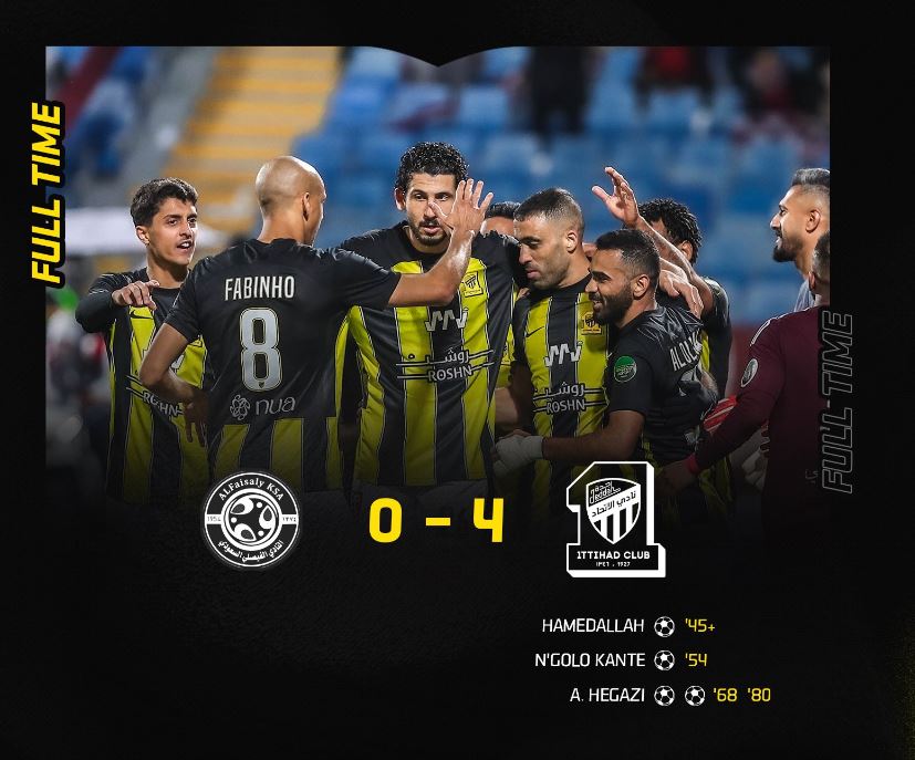 #KingsCup Wanaokwenda nusu fainali ni Al Ittihad .

FT: Al Faisaly 0-4 Al Ittihad

Ilikuwa LIVE #AzamSports2HD

#KingsCup #SaudiKingsCup #AlFaisaly #AlIttihad #AlFaisalyAlIttihad