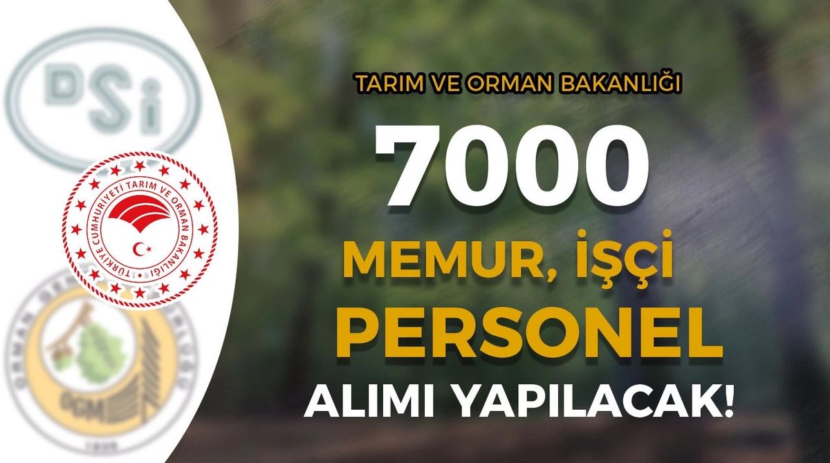#SONDAKİKA 

💢 Tarım Bakanlığı OGM ve DSİ 2024 Yılı 7000 Personel Alımı Kontenjan ve Şartlar... Detaylar Yazımızda