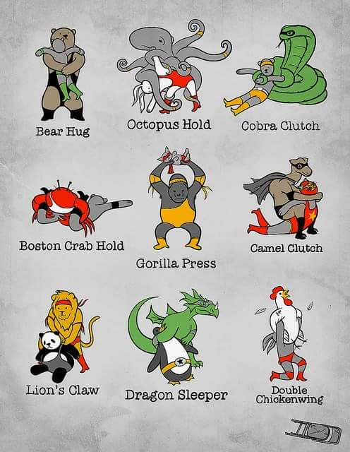 allan_cheapshot's tweet image. Animals performing wrestling moves named after themselves.