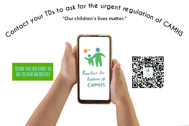 We are asking friends&amp; supporters of our group to get behind our email campaign calling for the urgent regulation of #CAMHS

It only takes 2 minutes! Please get involved :)

Our website contains a template letter &amp; list of TD email addresses. Please RT
families-for-reform-of-camhs.com/news