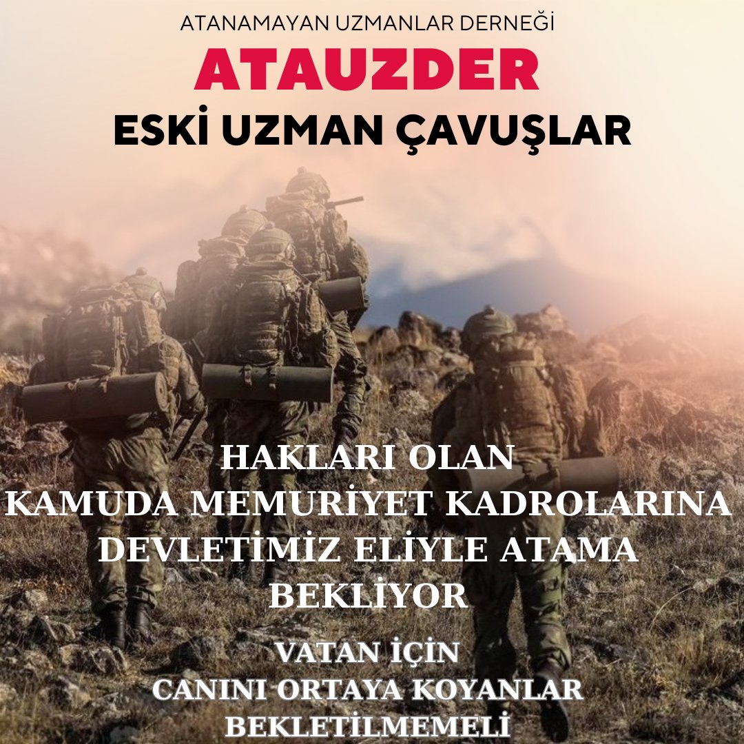 #EskiUzmanÇavuşlar
Kazanılmış Haklarını İstiyor
Memuriyete Geçiş Hakkı 

Reis/Tayyip Erdoğan/Devlet Bahçeli/Semih Kılıçsoy/Volvo/Levent Yüksel/Lütfü Savaş/Dikkat/Özel/Damat/Şaban #BJKvTS #Abhisha #bb23
#b0302 #ajapsv #AFCON2023
#AppleVisionPro Erbakan/Zekeriya Yapıcıoğlu/Ghezzal