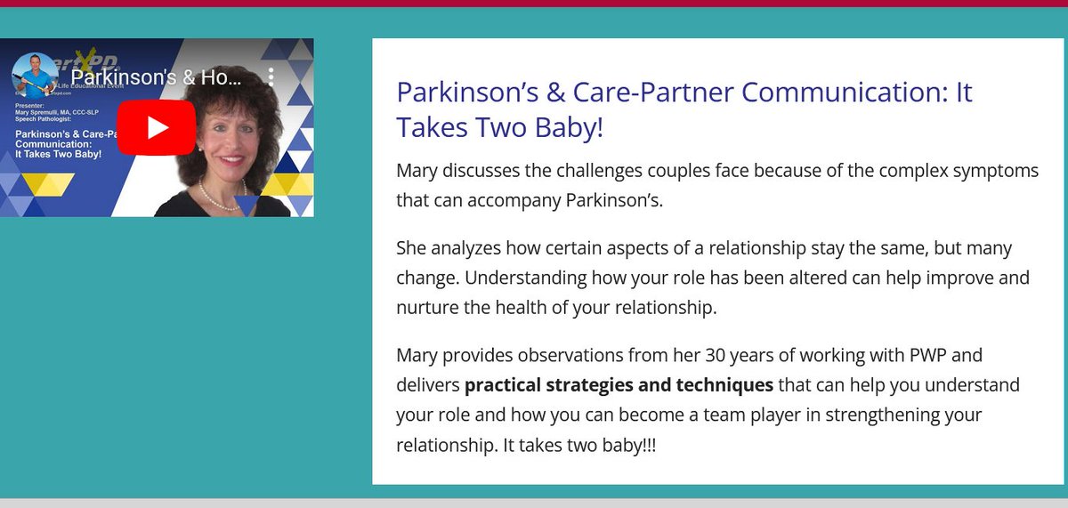 VoiceAerobics's tweet photo. As therapists, we need to have a very broad understanding of the impact  of Parkinson’s on the individual but also their spouse and other carepartners. Communication difficulties are among many relational  changes and burdens the disease brings  https://t.co/jh08G4xkCT https://t.co/8eLXC0EtSn