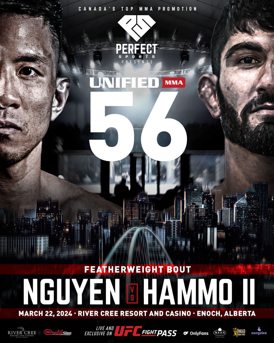 🚨 #Unified56 Fight News 🚨

Former #UnifiedMMA 🇨🇦 Featherweight Champions clash AGAIN on Canada's Ultimate Proving Ground 👊🏽 The <a href="/johnnguyenmma/">John Nguyen</a> (6-4) vs. <a href="/MagedHammo/">maged hammo</a> (13-7-1) rematch takes place March 22 at <a href="/RiverCreeCasino/">River Cree Resort</a>, LIVE on <a href="/UFCFightPass/">UFC FIGHT PASS</a>