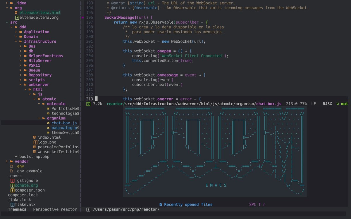 pascualmg's tweet image. #doom #emacs #spacemacs , here the main ... is the theme! ... my php dap-mode is not working but when i see this im happy :)