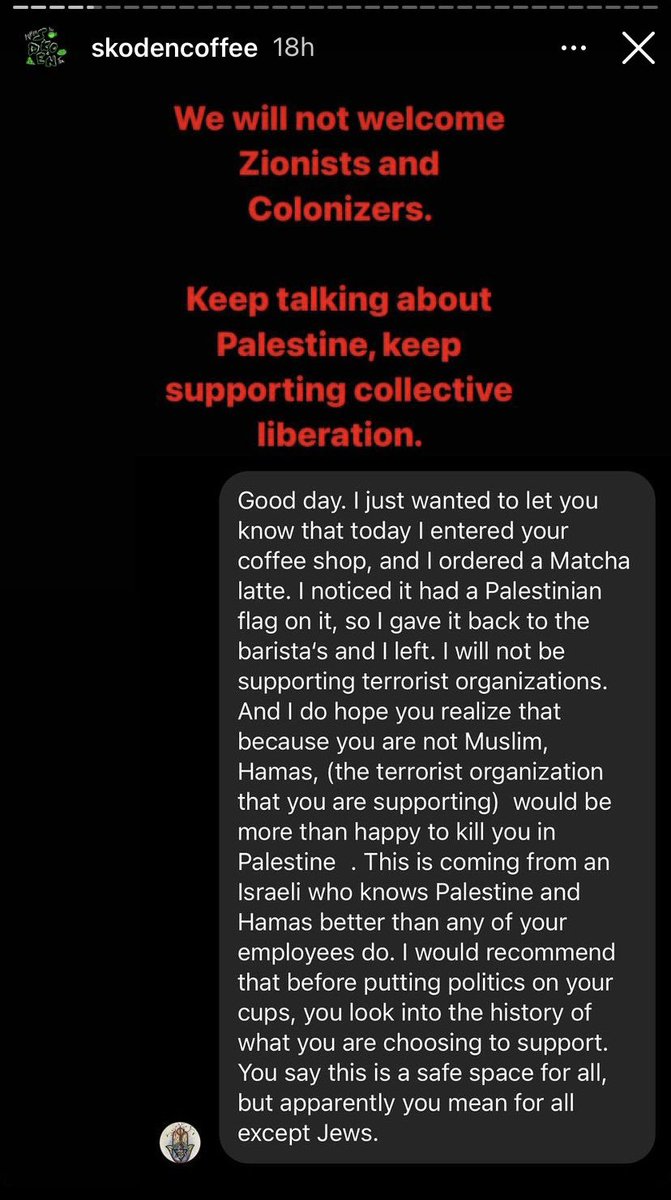 Phoenix, AZ - Skoden Coffee states they will “not welcome Zionists” into their shop.

Over 90+% Jews globally are Zionists.

Check out stopdontshop.org for other businesses spewing hate against the Jewish people and nation, like Skoden.