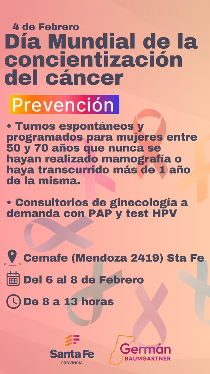 germanbaumg's tweet photo. Es importante resaltar la iniciativa lanzada por el Gobierno Provincial en el "Día Mundial de Concientización sobre el Cáncer".
La detección temprana del cáncer es crucial para salvar vidas y mejorar los resultados de tratamiento. https://t.co/JlLFKcmQA8