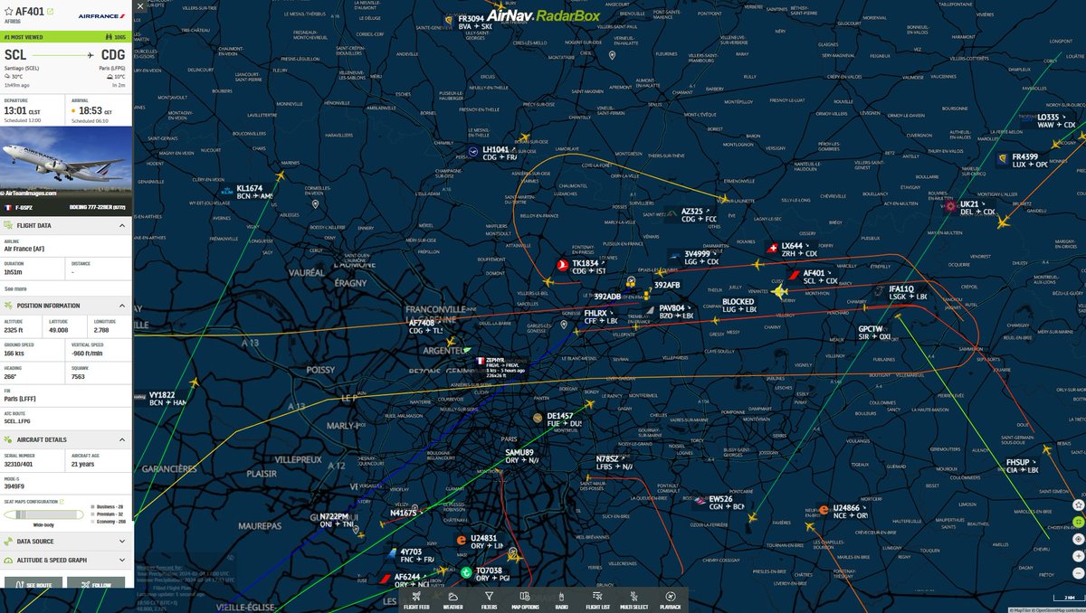 AirNavRadar's tweet photo. UPDATE: #AF816 is on final approach to Paris (CDG): 
https://t.co/PRbXJufpbK https://t.co/KWQ3Qgztaj