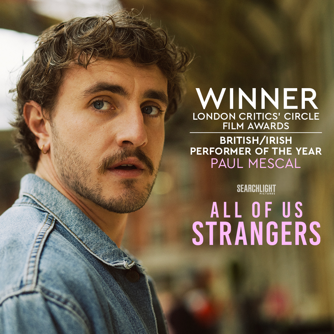 Paul Mescal has won BRITISH/IRISH PERFORMER OF THE YEAR at the London Critics’ Circle Film Awards! #AllofUsStrangers #LondonCritics