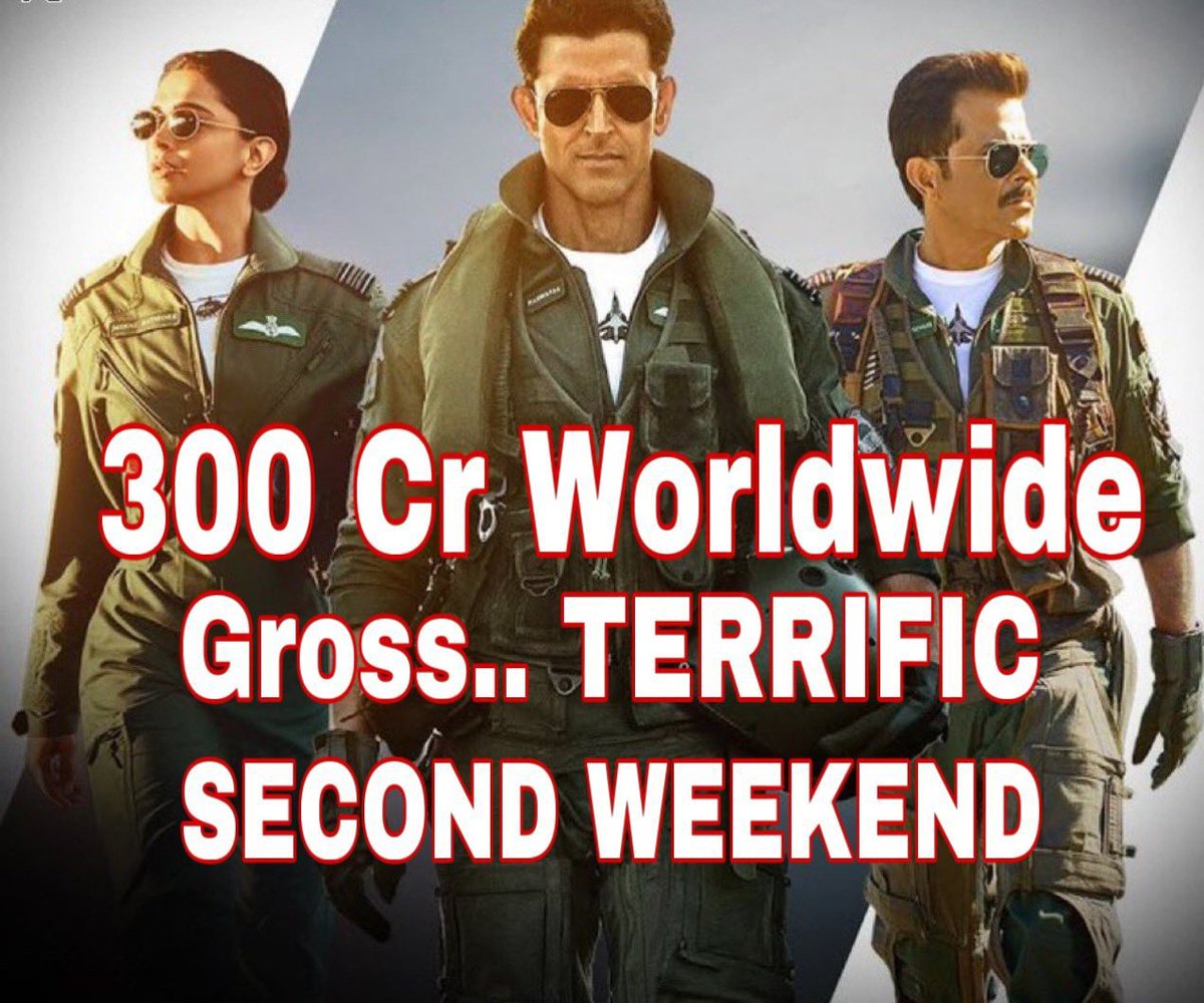 And with Sunday's Collection coming in, #Fighter has successfully crossed 300cr gross at the Worldwide Boxoffice ! The Film is a clean Success now 💥✨ #HrithikRoshan𓃵 #DeepikaPadukone