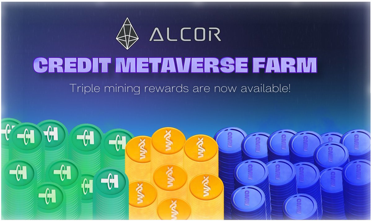 CreditMetaverse's tweet image. 🚀  Great news for the Credit Metaverse community   

WAX/CMW FARM is NOW officially listed on Alcor Exchange! You can enjoy triple-mining rewards! Earn USDT, WAX, and CMW rewards for 90 days! #crypto #trading  #news

Alcor FARM Rewards:
▪️ USDT: 500
▪️ WAX: 1450 
▪️ CMW: 45000