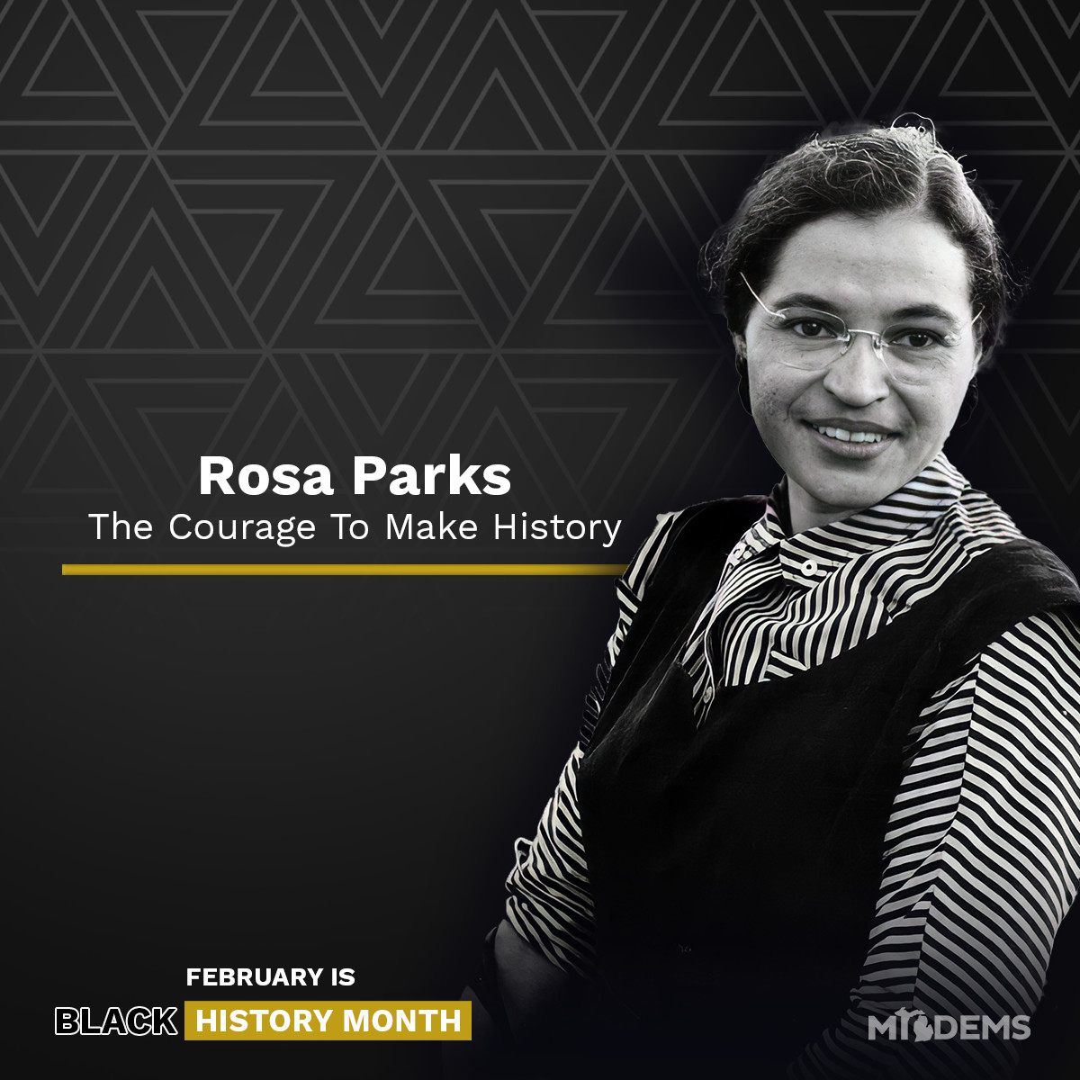 MichiganDems's tweet photo. Rosa Parks was born on this day in 1913. Her courage on December 1, 1955, sparked the Montgomery Bus Boycott, becoming a pivotal moment in the Civil Rights Movement. Let's remember her bravery and continue to fight for equality and freedom for all.
#BlackHistoryMonth https://t.co/wPCZx33G27