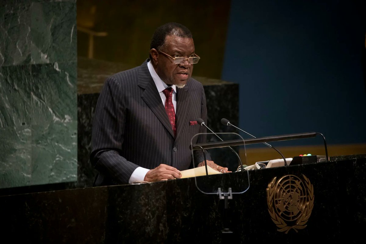 علمنا بحزن شديد بوفاة رئيس ناميبيا هاج جينجوب. وبهذه المناسبة الأليمة نعرب للبعثة الدائمة لناميبيا لدى الأمم المتحدة وللشعب الناميبي الشقيق عن خالص تعازينا وأعمق تعاطفنا. لقد كان الراحل رجل دولة بامتياز ورمزاً شامخاً في تاريخ ناميبيا الكفاحي وتحررها من الاستعمار والفصل العنصري.