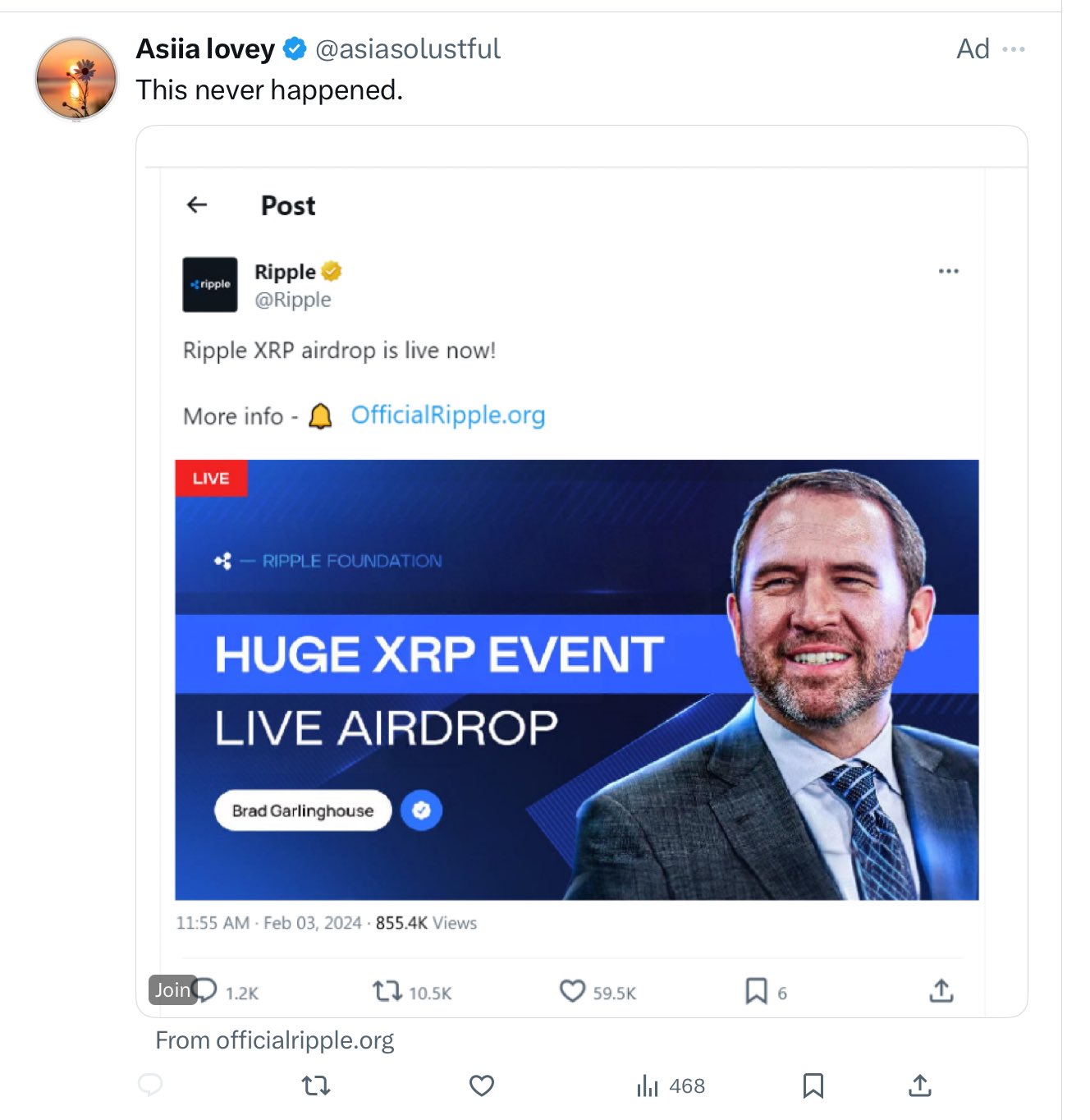 Chris Mohney on X: a promoted tweet from a pornbot baiting its own  crypto-adjacent scam with a fake crypto scam promoted tweet from a real  crypto account, posing as a debunker of