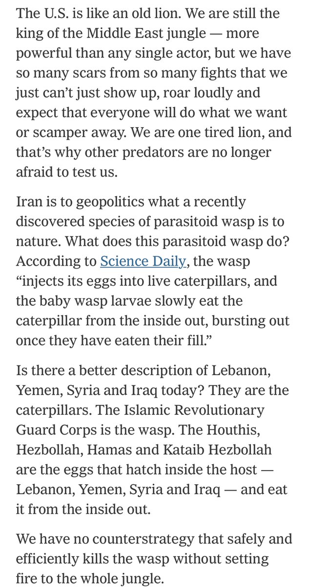Such low point @nytimes has reached by publishing a blatantly racist opinion piece by Thomas Friedman titled “Understanding the Middle East Through the Animal Kingdom.”