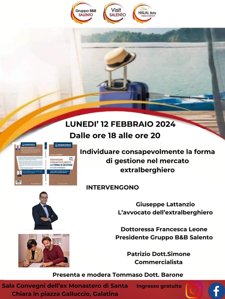 CeliBluBeb's tweet photo. Lunedì 12 febbraio, dalle ore 18 ci sarà Giuseppe Lattanzio - L'avvocato dell'extralberghiero per presentare il suo ultimo manuale "Individuare consapevolmente la forma di gestione nel mercato extralberghiero". https://t.co/WC5eQHGerJ
