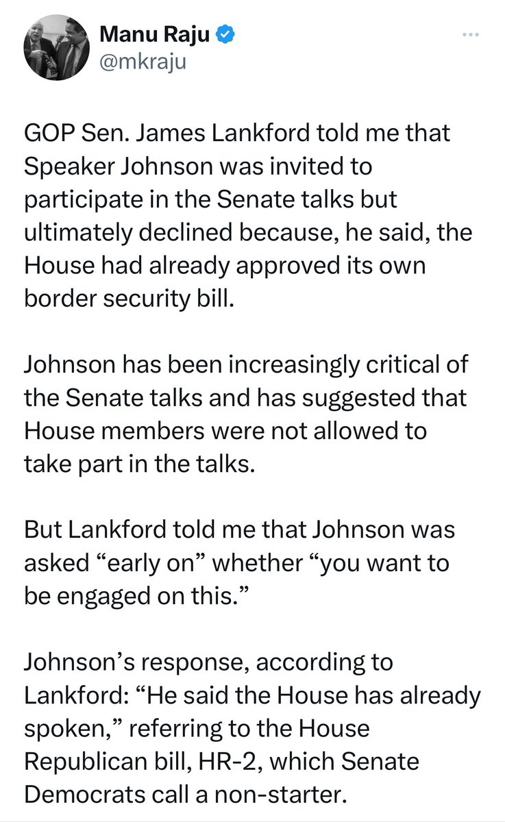 susanmathai's tweet photo. Here is what .@SpeakerJohnson said this morning about *not* having been briefed on the border legislation.
Here is Senator Lankford saying Johnson had been briefed.
Theyβre both professing to be βdevout Christians.β
Even I know #LiarsGoToHell https://t.co/RMTxj3KEI8