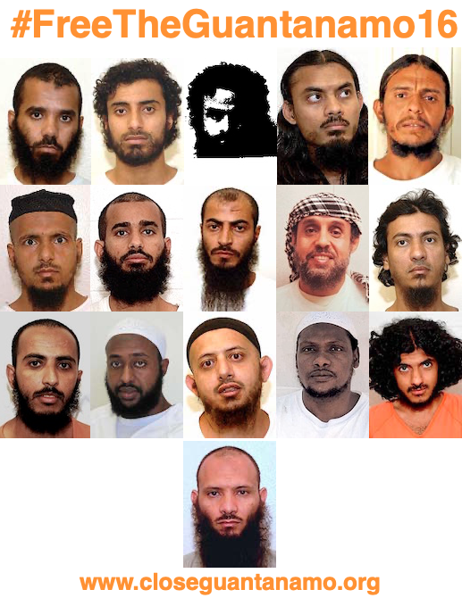 GuantanamoAndy's tweet image. Posters for the monthly coordinated global vigils for the closure of #Guantanamo, at locations across the US &amp;amp; in London &amp;amp; Mexico City, this Weds, Feb 7. Please check out the poster showing HOW LONG the 16 men approved for release have been held since those decisions were taken.