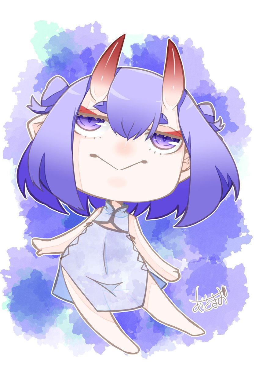 酒呑童子(Fate) 「おっはようございまーす\\\\٩( 'ω' )و ////月曜日☆ミ今週も無理な」|あさぎりまお＠お仕事募集中☆ミのイラスト